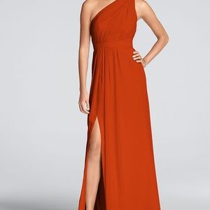 Sienna Long One-Shoulder Crinkle Chiffon Dress